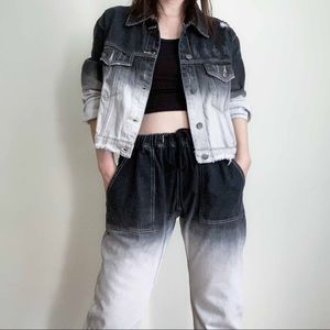 2 PC SETS | denim jacket n Jeans in black ombré
